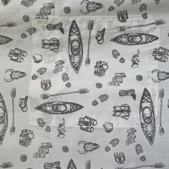 Mountain Khakis White & Gray Relaxed Fit Mens Cotton Shirt. Size Medium - Picture 4 of 12